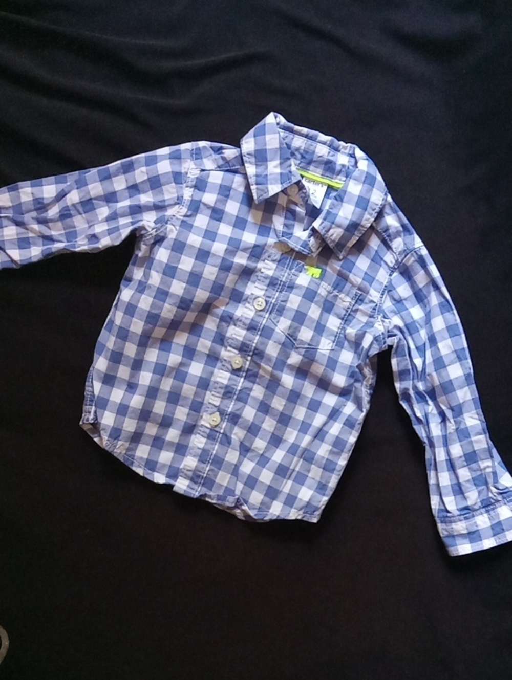 Button-Front Boys' Blue Plaid Long Sleeve Shirt